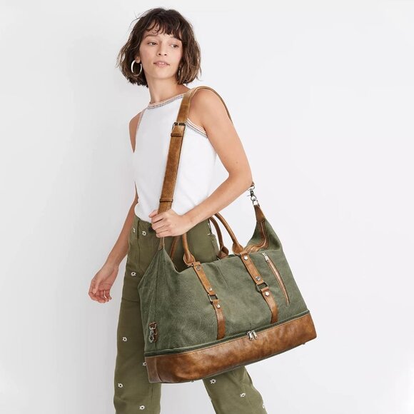 Weekender Bag for Men Canvas Duffle Large Weekend Overnight Travel Carry On Tote - Picture 3 of 6